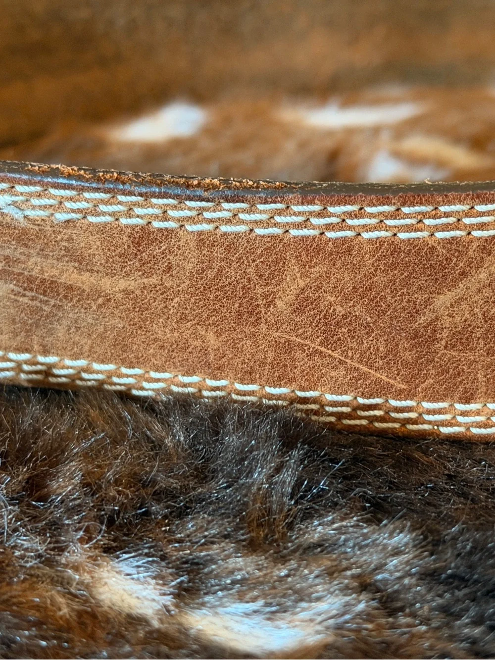Men’s REDWING Brown Leather Belt with White Contrast Stitching